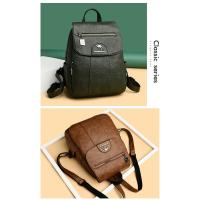 Mochila De Cuero Suave Para Mujer En 5 Colores Bolsa De Hombro Vintage Casual Viaje Mochila De Escuela Bolsa Para Damas - details 20