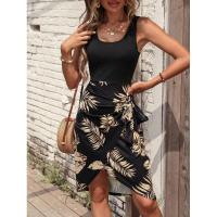 Vestido midi de verano estampado para vacaciones en la playa para mujer - details 11