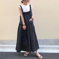 2024 Nuevo vestido sin espalda de estilo coreano transfronterizo informal de longitud media y tamaño de bolsillo con función reductora de edad - details 1