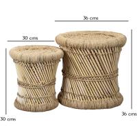 Juego de 2 taburetes de bambú, diámetro de 36 cm y 30 cm, ideal para jardín, terraza y balcón - details 2