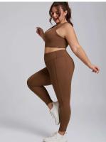 Sujetador deportivo curvo de yoga grande para mujer, body de gimnasio, trío súper elástico, conjunto de ropa deportiva, Oufit, 3XL - details 4