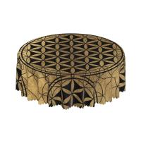 Mantel circular mandala, flor de loto de la vida, impermeable, resistente al aceite, 60 pulgadas, forma geométrica sagrada - details 182