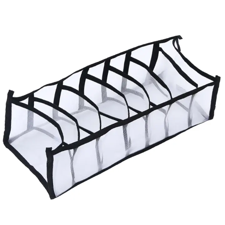 Caja de almacenamiento plegable con compartimentos para ropa, separación de malla, color negro, 7 rejillas - 1