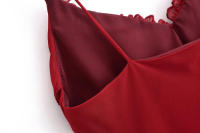 Vestidos largos sexis con tirantes finos y volantes y cuello en V para mujer, Vestidos largos elegantes de corte a para verano 2025, Vestidos largos de fiesta con espalda descubierta para noche - details 12