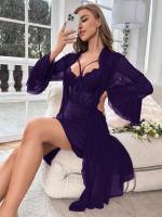 Lencería sexy para mujer, sexy, reunir pechos pequeños, tirantes de encaje, camisón de malla, traje sexual, ropa de estar - details 31
