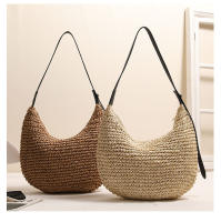 Bolso de paja de un solo hombro irregular de moda, bolso de playa para vacaciones, bolso versátil para mujeres - details 1