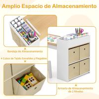 Juego de mesa de arte y actividades para niños, mesa de manualidades con 2 sillas, rollo de papel, estantes y 4 cestas de tela, para niños en la sala de juegos (gris) - details 13