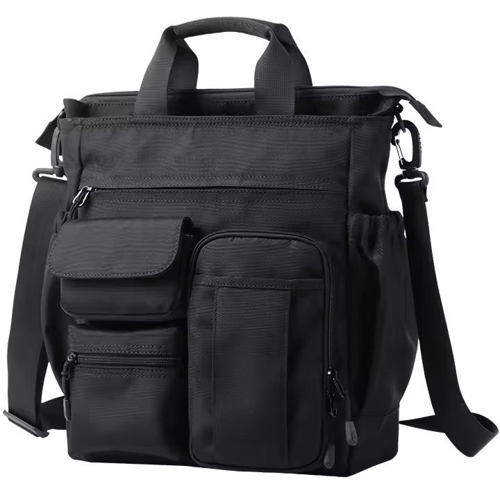 Ogetok Bolso bandolera Oxford negro para hombre, bolso de hombro informal con múltiples bolsillos para desplazamientos y salidas, correa ajustable - 1