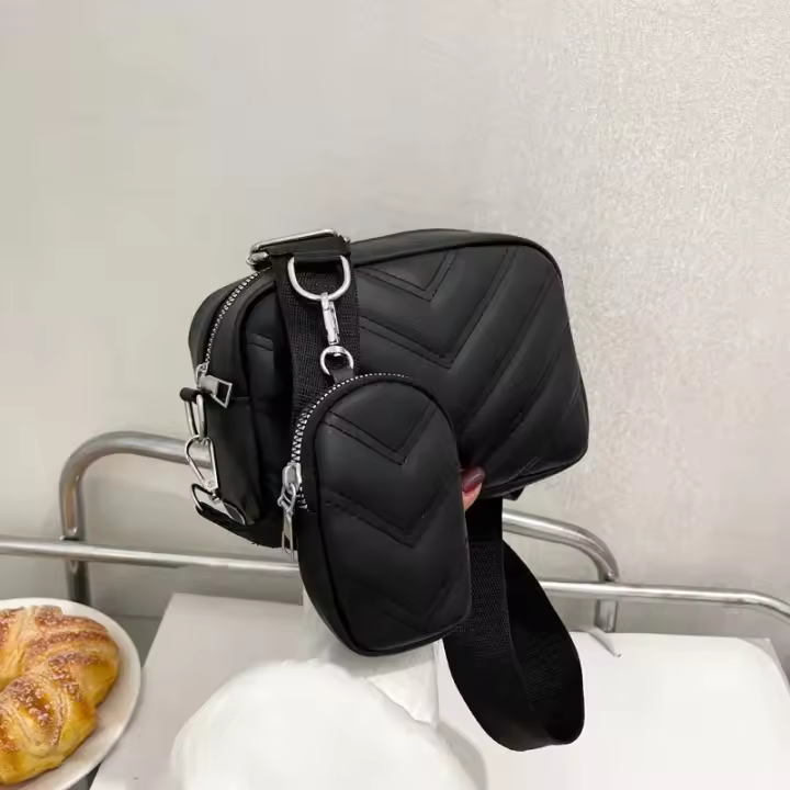 Bolso de mujer de un solo hombro con correa ancha cruzada, costura práctica y bolso para cambiar dinero - 1