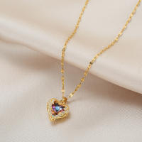 Collar de Lujo Superior con Colgante de Corazón del Mar de Cristal Colorido Acero Inoxidable 316L - details 7