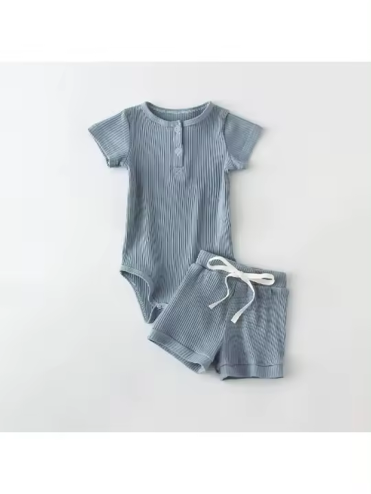 Conjuntos de ropa de verano para bebé, mono de manga corta + Pantalones cortos, ropa de bebé recién nacido, 2 uds. - 1