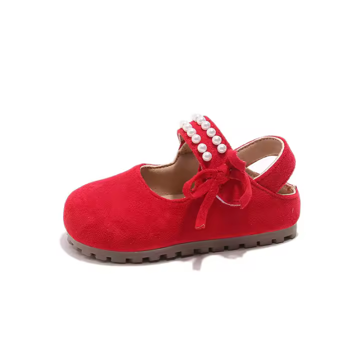 Bolsa de los niños cabeza Boken zapatos 2025 primavera y otoño nueva versión coreana de las niñas perla arco princesa zapatos de suela suave solo zapatos - 1