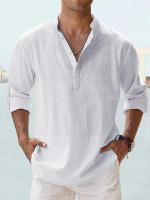 Suéter de estilo hawaiano de manga larga informal de lino y algodón para hombre para la playa y la vida diaria - details 1