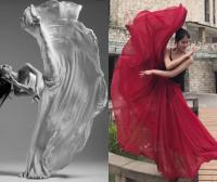 Vestido largo elegante para mujer, vestido largo para el vientre, flamenco, gitano, color sólido, actuación de danza clásica, Otoño/Invierno, 2022 - details 5