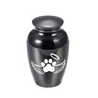 urna de cremación para cenizas de mascotas Recuerdo de alas de ángel, estampado de patita de perro, personalizable, fecha, tarro de cenizas de aleación de aluminio - details 4