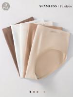 5 piezas de bragas sin costuras, cintura media, color Maillard, bragas para mujer, levantamiento de glúteos, alta elasticidad, cómodas y transpirables, lencería para mujer, ropa interior plana para mujeres, faja para barriga plana. - details 5