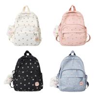 Mochila pequeña de nailon para mujer, morral informal ligero antirrobo con bonito abalorio de oso de felpa, 28GD - details 0