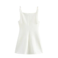 TRAFZA mujer arco Correa decoración cuello cuadrado sin mangas espalda cremallera Sling vestidos verano 2025 mujeres High Street Mini vestido - details 3