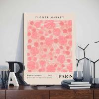 Cuadro de Pintura Nórdica en Lienzo con Marco de 3pcs Flores Salvajes del Mercado Posters Daneses Pastel Artístico para Pared de Dormitorio Decoración Aestética Material de Lienzo Marca JUBEER - details 5
