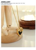 Collar de corazón de melocotón con forma especial de diseño de nicho francés, chapado en acero de titanio con oro de 18K, joyería de personalidad de moda que no se decolora - details 6