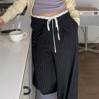Pantalones de pierna recta a rayas con empalme de moda coreana de cintura alta sueltos nuevos de primavera y otoño para mujer - details 7