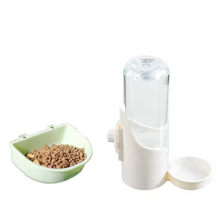 Práctico alimentador de comida para mascotas pequeño de plástico, gran capacidad, extraíble, bebedero para mascotas, alimentador, cuenco colgante lavable para mascotas, conejo - 1