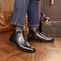 Cabeza cuadrada Chelsea Boots Zapatos de cuero con cremallera lateral de cuero para hombres Botas cortas con plataforma - details 14