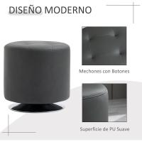 Otomano Giratorio Moderno de Estilo Tejido de Piel Sintética Rojo Ideal para Dormitorio Entrada Salón Tamaño Ø45,5x44,5 cm - details 14