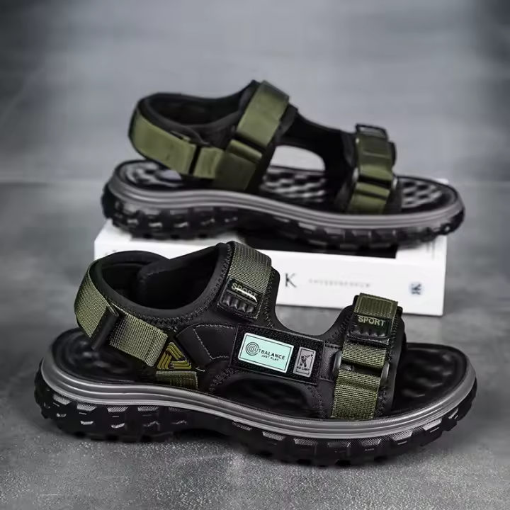 Zapatillas de Cuero Genuino para Hombres Estilo Romano Casuales para Exteriores - 1