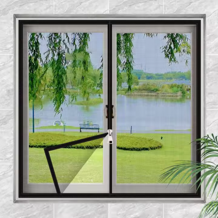 Mosquitera para ventana, malla negra para ventana, autoadhesiva, antiinsectos, malla para ventana, velcro reutilizable, mosquitera personalizada - 1