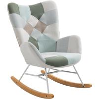 Acolchada con reposabrazos, respaldo alto, de tela patchwork con - details 0