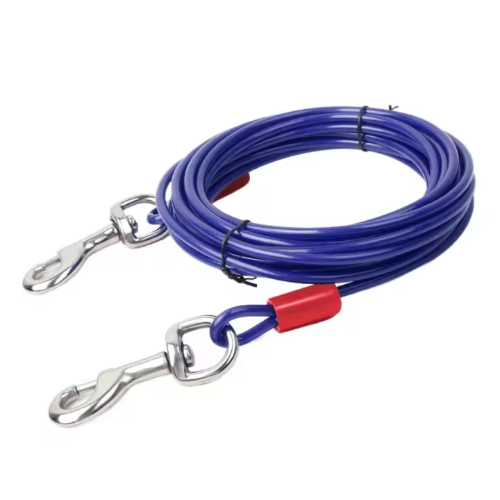 Cable de amarre para perro de 3/5/10 metros, ganchos a presión de doble extremo de alta resistencia, correa de Cable para mascotas, correa de doble cabeza resistente a mordeduras antioxidante - 1