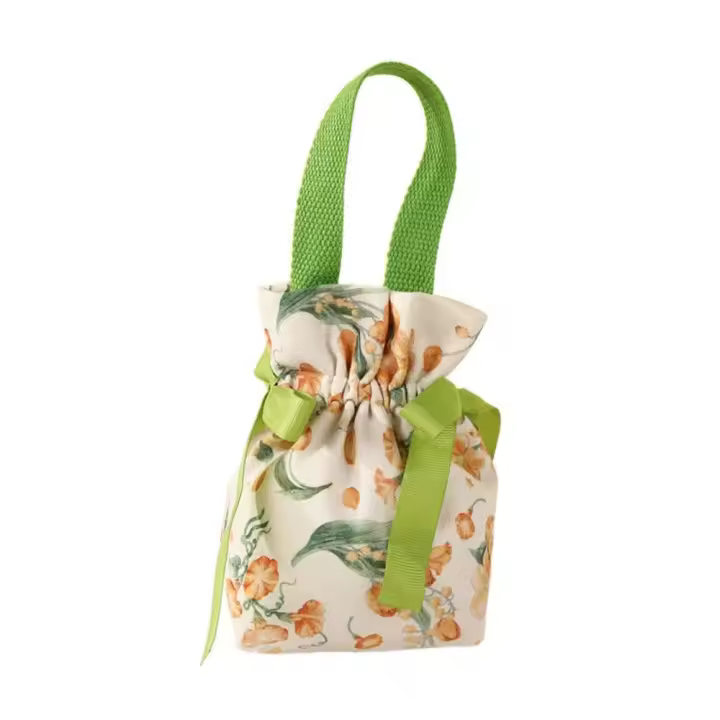 Bolso de Flores de Lona Grande Bolso de Mano con Lazo para Dulces de Boda - 1