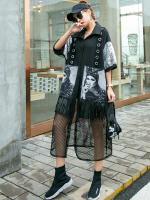 Vestidos de malla de lujo con diseño de lentejuelas para mujer, ropa larga de moda europea, Vestidos clásicos informales Vintage Punk para mujer 2023 - details 6