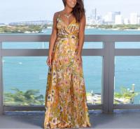 Vestido Floral largo bohemio para mujer, falda sin mangas, cuello en V, Espalda descubierta, primavera, verano, negro, blanco, azul, red42, 40, 38 - details 6