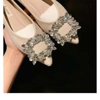 Los zapatos de boda de tacón bajo, cómodos, antideslizantes y con punta de diamante de agua perla para mujer, bailarinas - details 5