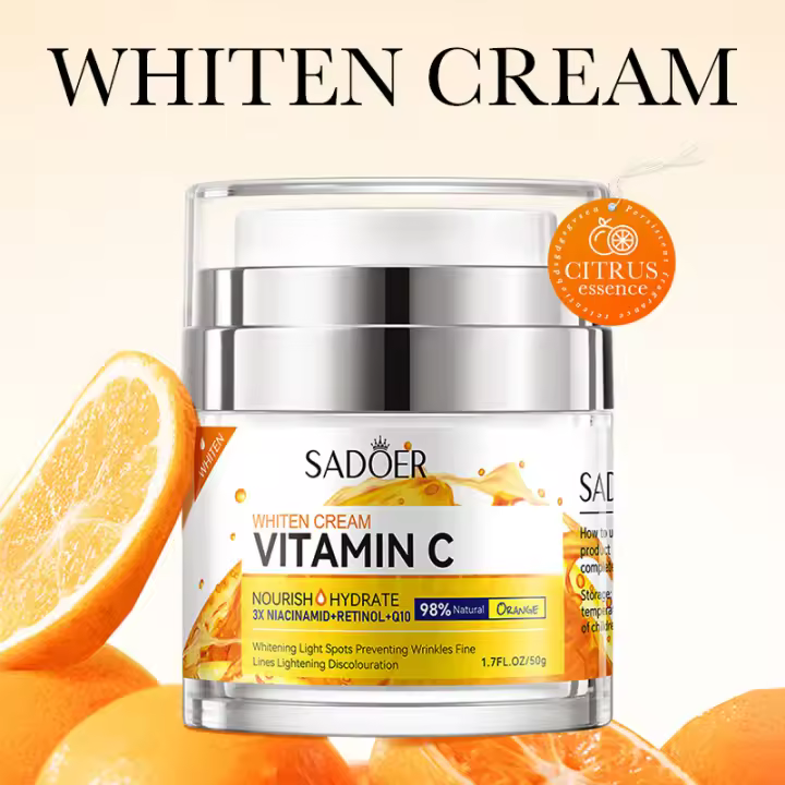 SADOER vitamina C crema Facial de colágeno reafirmante hidratante brillo crema Facial cremas de día belleza cuidado de la piel Facial - 1