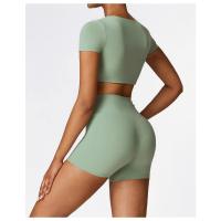 Top de Yoga de manga corta para mujer, Sujetador deportivo de alta elasticidad, ropa deportiva para gimnasio y Fitness - details 4