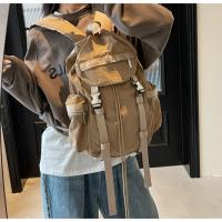 Mochila con cordón para exteriores de estilo coreano, mochila deportiva de nailon de viaje de Color sólido, bolso de hombro impermeable para senderismo de gran capacidad - details 7