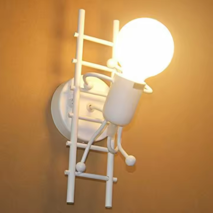 Lámpara de Pared Creativa Humanoide Moderna E27 para Dormitorio, Sala de Estar, Habitación de Niños, Pasillo, Escalera (Blanco) Luces y Decoración - 1