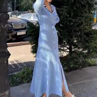 Vestido de punto ajustado elegante para mujer, vestidos Vintage de diseñador de manga larga con letras y una botonadura, suéter de invierno 2024 - details 6