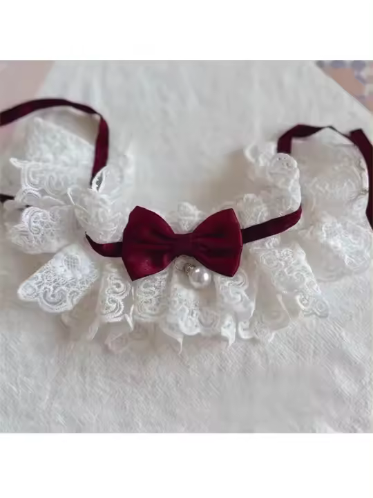 Collar de Gato con Lazo Bib, Guarda de Cuello de Punto, Cubierta de Boca de Mascota - 1