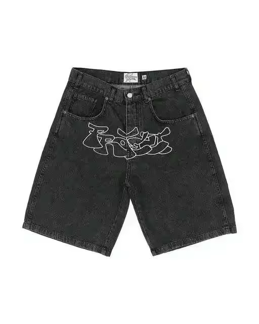 Jeans Sueltos de Cintura Gimnasia Retro Mezcla de Diamantes de Imitación Cruzada - 1