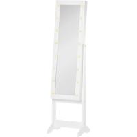 Espejo Joyero de Pie Armario de Joyería con 16 Luces LED y Ángulo Ajustable Organizador de Joyas con Estantes Ranuras para Anillos 36x30x136 cm Blanco Cálido - details 0