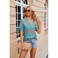 Camiseta holgada con estampado vintage para mujer, ropa de manga corta de estilo coreano a la moda, Top informal con cuello en V para mujer - details 1