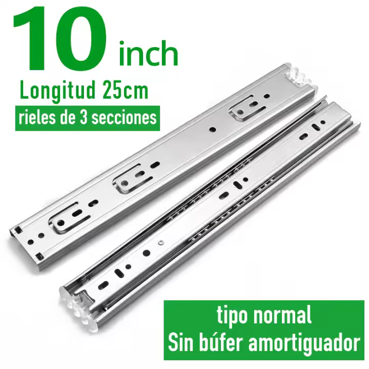 KAK-Guías para cajón, correderas de acero inoxidable de 10"-22" para gavetas, cierre suave, rieles deslizantes de tres partes para muebles - 1