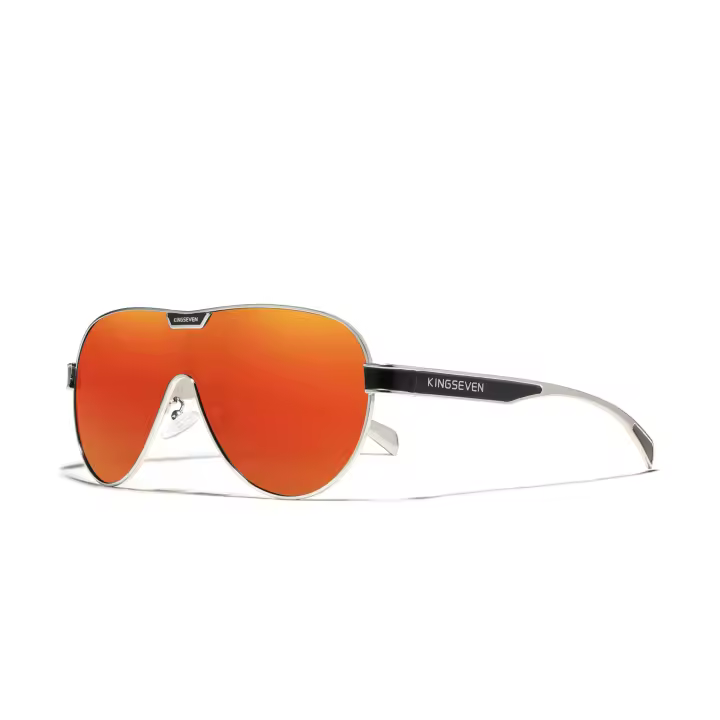 KINGSEVEN-gafas de sol de gran tamaño para hombre y mujer, lentes de espejo polarizadas, protección UV, acero inoxidable, N7762 - 1