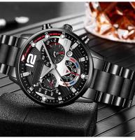 Moda masculina de acero inoxidable con calendario estilo puntero de reloj - details 5
