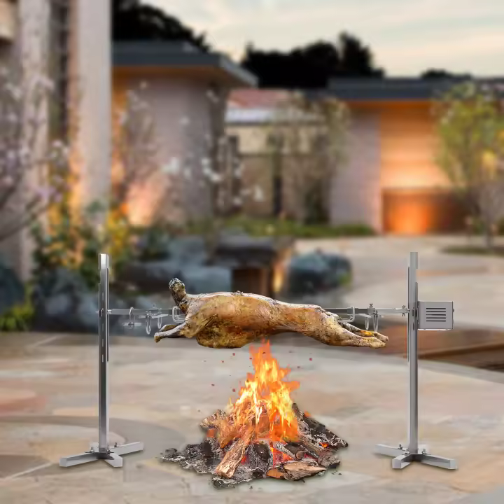 Parrilla eléctrica de acero inoxidable, parrilla de cerdo succionador con Motor de 220 V, 30 kg, altura ajustable - 1