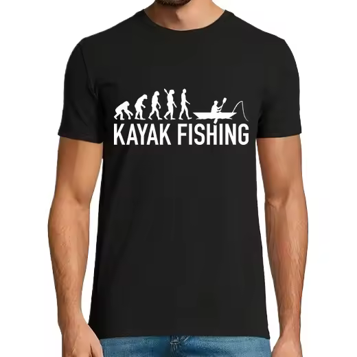 evolución de la pesca en kayak,Camiseta de Pádel Divertido, ropa para exteriores - 1